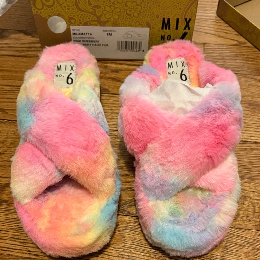 Mix No. 6 Multicolor Faux Fur Slippers